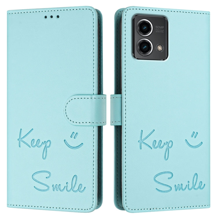 For Motorola Moto G Stylus 5G 2024 Smile Embossing RFID Leather Phone Case