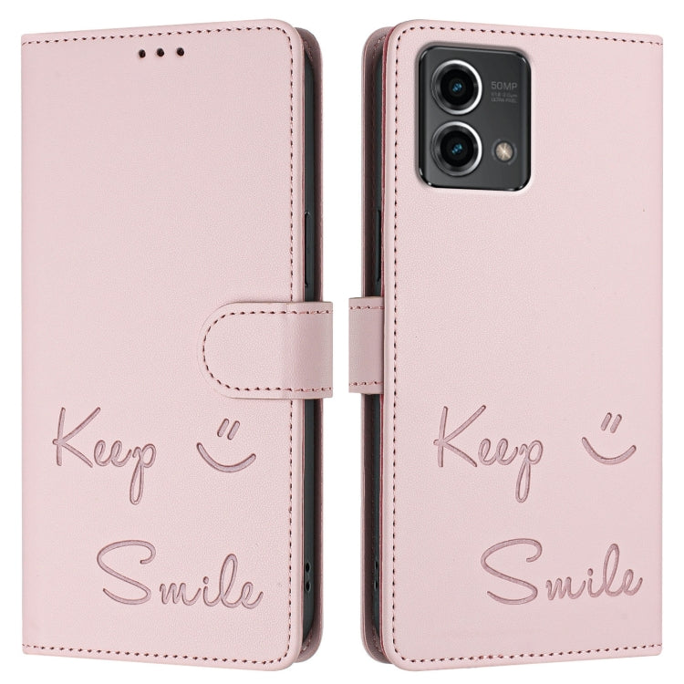 For Motorola Moto G Stylus 5G 2024 Smile Embossing RFID Leather Phone Case