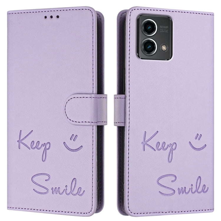 For Motorola Moto G Stylus 5G 2024 Smile Embossing RFID Leather Phone Case