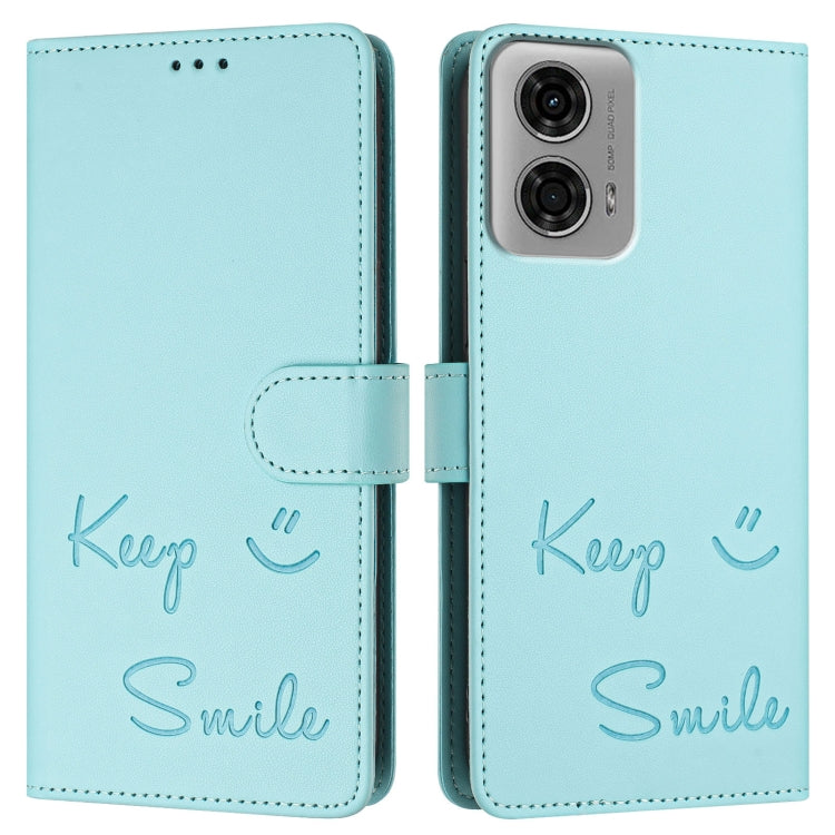For Motorola Moto G24 4G Global Smile Embossing RFID Leather Phone Case