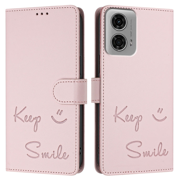 For Motorola Moto G24 4G Global Smile Embossing RFID Leather Phone Case