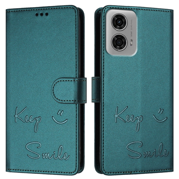 For Motorola Moto G24 4G Global Smile Embossing RFID Leather Phone Case