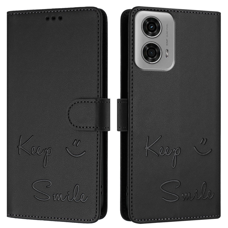For Motorola Moto G04 4G Global Smile Embossing RFID Leather Phone Case