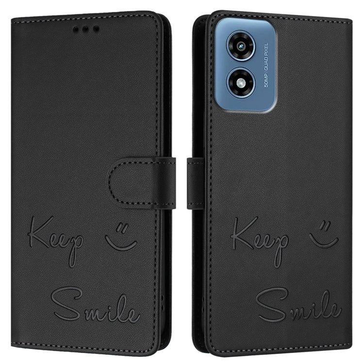 For Motorola Moto G Play 4G 2024 Global Smile Embossing RFID Leather Phone Case