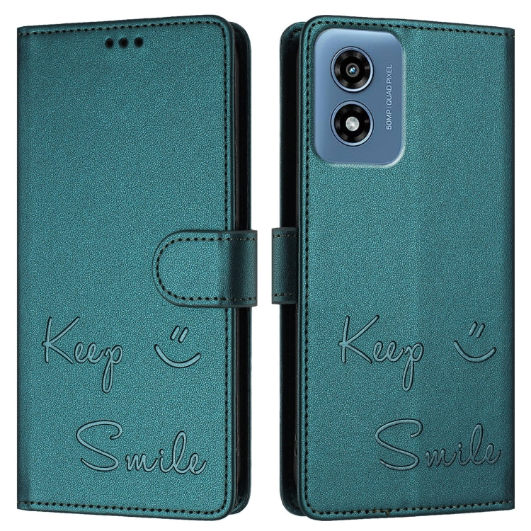 For Motorola Moto G Play 4G 2024 Global Smile Embossing RFID Leather Phone Case
