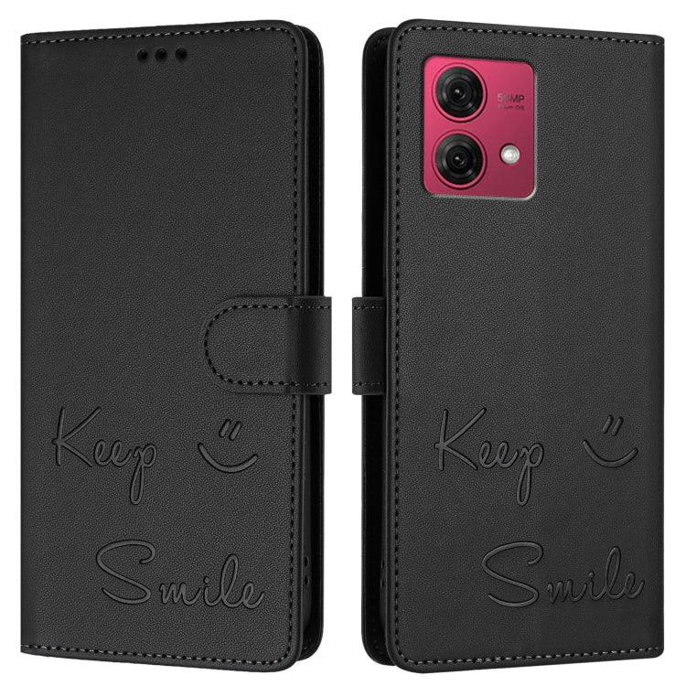For Motorola Moto G84 5G Smile Embossing RFID Leather Phone Case