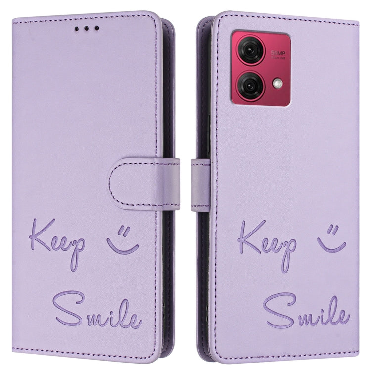 For Motorola Moto G84 5G Smile Embossing RFID Leather Phone Case