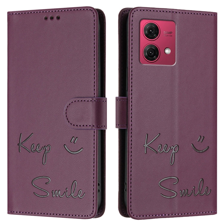 For Motorola Moto G84 5G Smile Embossing RFID Leather Phone Case