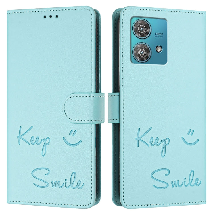 For Motorola Edge 40 Neo 5G Smile Embossing RFID Leather Phone Case