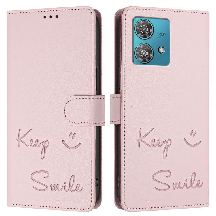 For Motorola Edge 40 Neo 5G Smile Embossing RFID Leather Phone Case