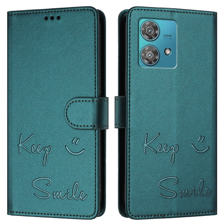 For Motorola Edge 40 Neo 5G Smile Embossing RFID Leather Phone Case