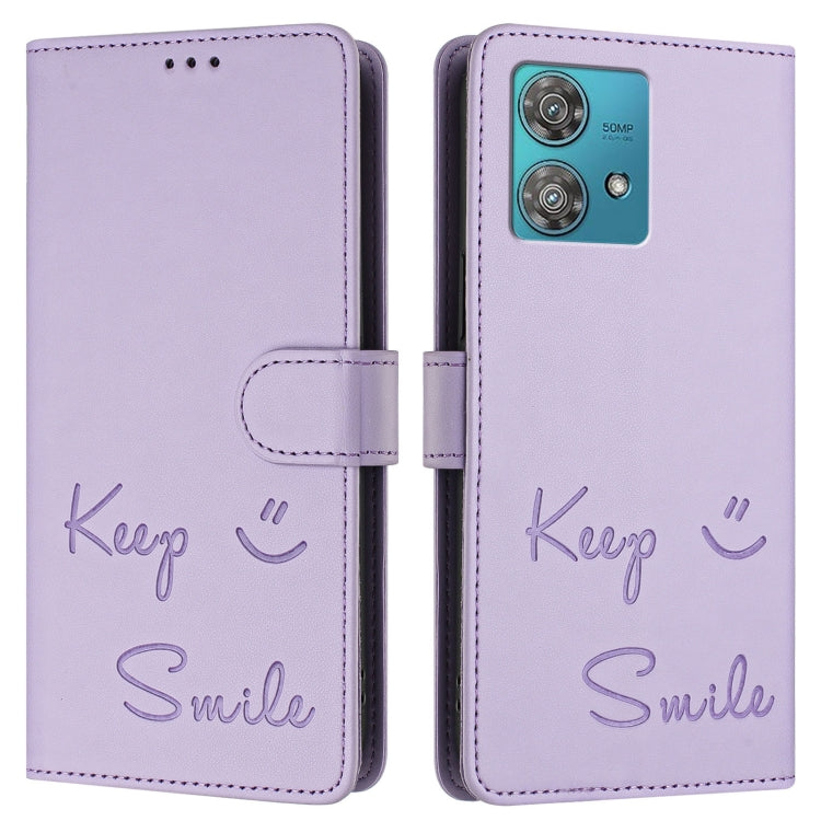For Motorola Edge 40 Neo 5G Smile Embossing RFID Leather Phone Case