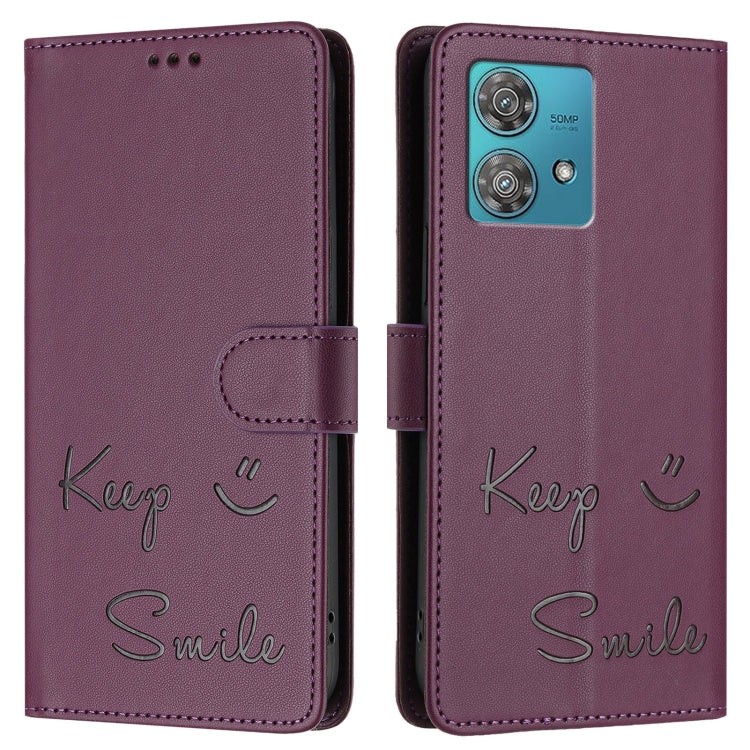 For Motorola Edge 40 Neo 5G Smile Embossing RFID Leather Phone Case
