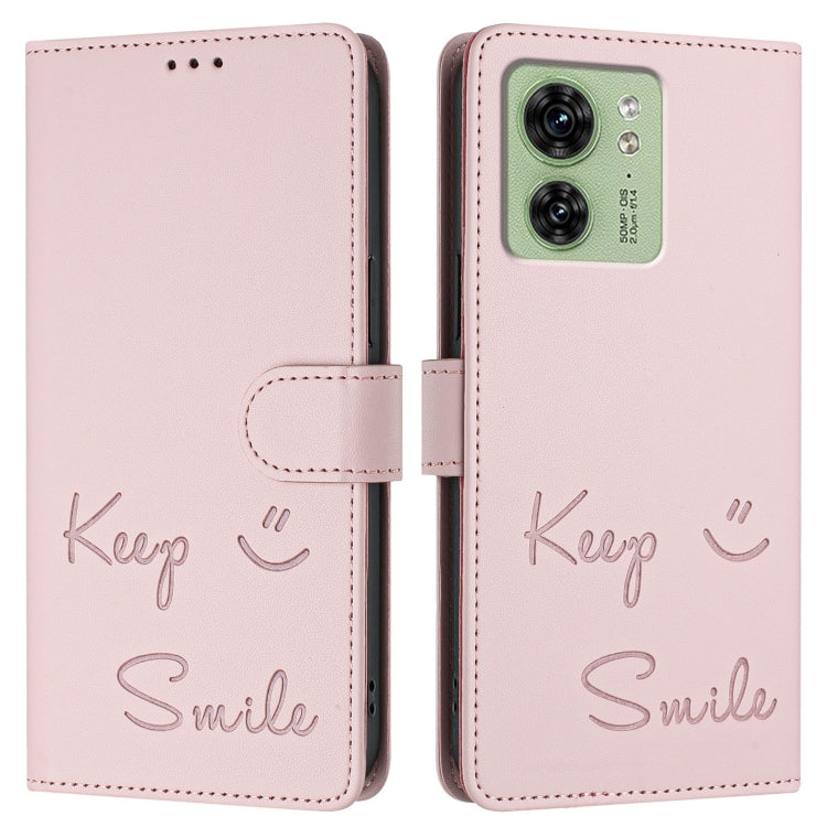 For Motorola Edge 40 5G Global Smile Embossing RFID Leather Phone Case