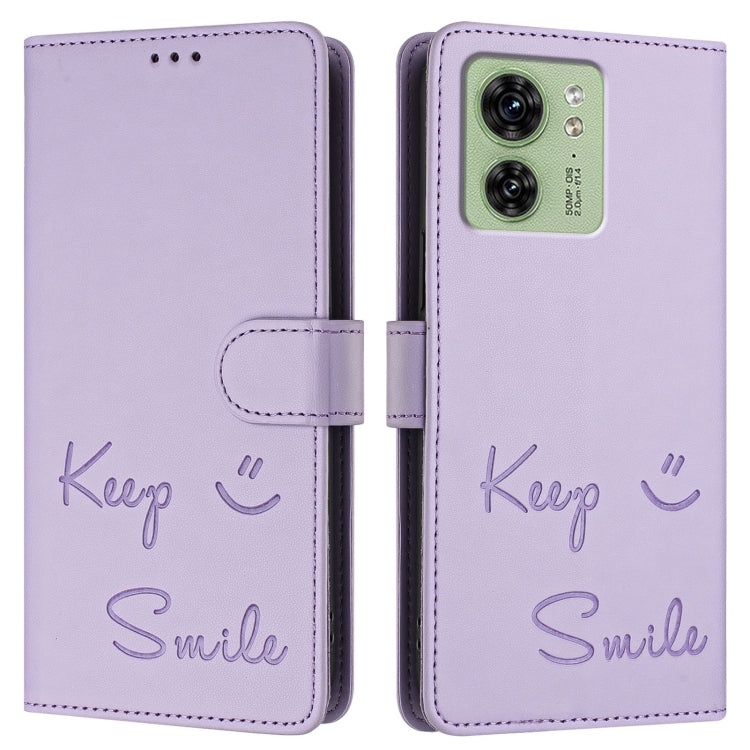 For Motorola Edge 40 5G Global Smile Embossing RFID Leather Phone Case