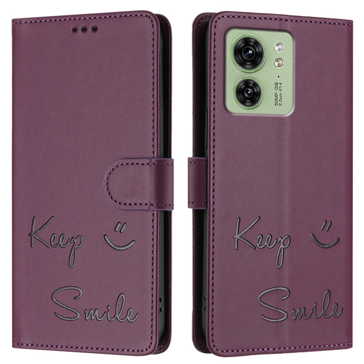For Motorola Edge 40 5G Global Smile Embossing RFID Leather Phone Case