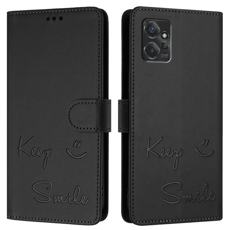 For Motorola Moto G Power 2023 Smile Embossing RFID Leather Phone Case