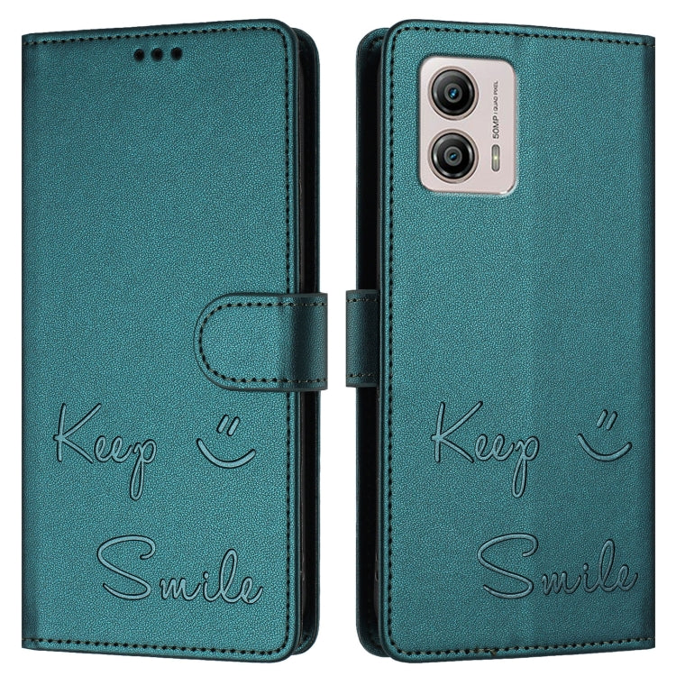 For Motorola Moto G53 5G/G13 4G/G23 4G Smile Embossing RFID Leather Phone Case