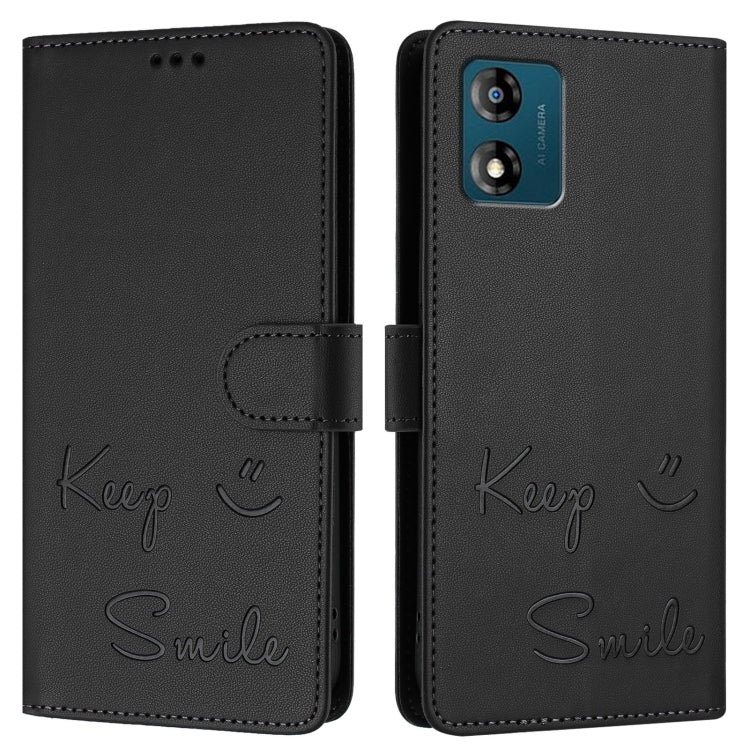 For Motorola Moto E13 4G Smile Embossing RFID Leather Phone Case