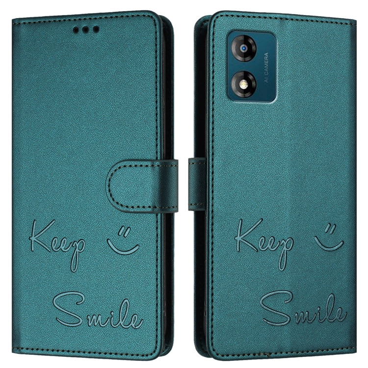 For Motorola Moto E13 4G Smile Embossing RFID Leather Phone Case