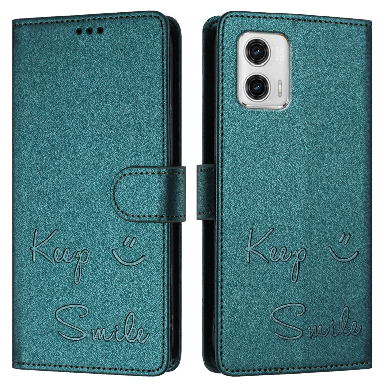 For Motorola Moto G73 5G Smile Embossing RFID Leather Phone Case
