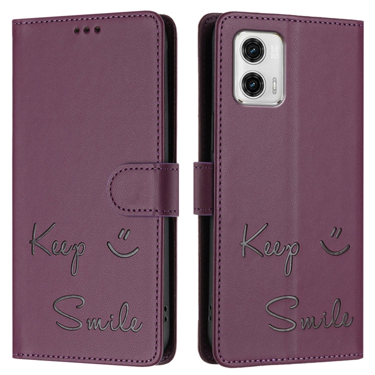 For Motorola Moto G73 5G Smile Embossing RFID Leather Phone Case
