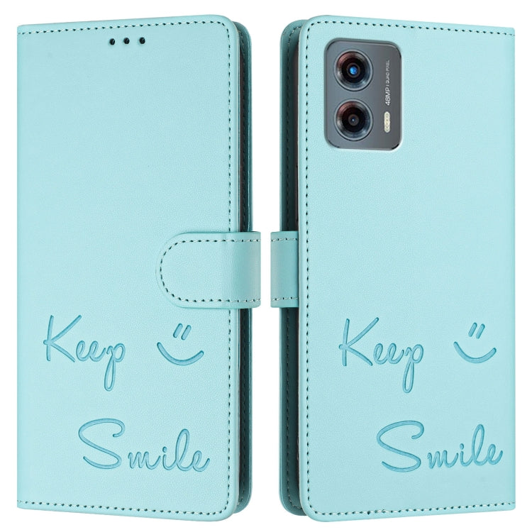 For Motorola Moto G 5G 2023 Smile Embossing RFID Leather Phone Case