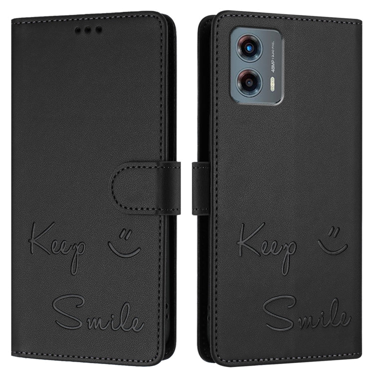 For Motorola Moto G 5G 2023 Smile Embossing RFID Leather Phone Case
