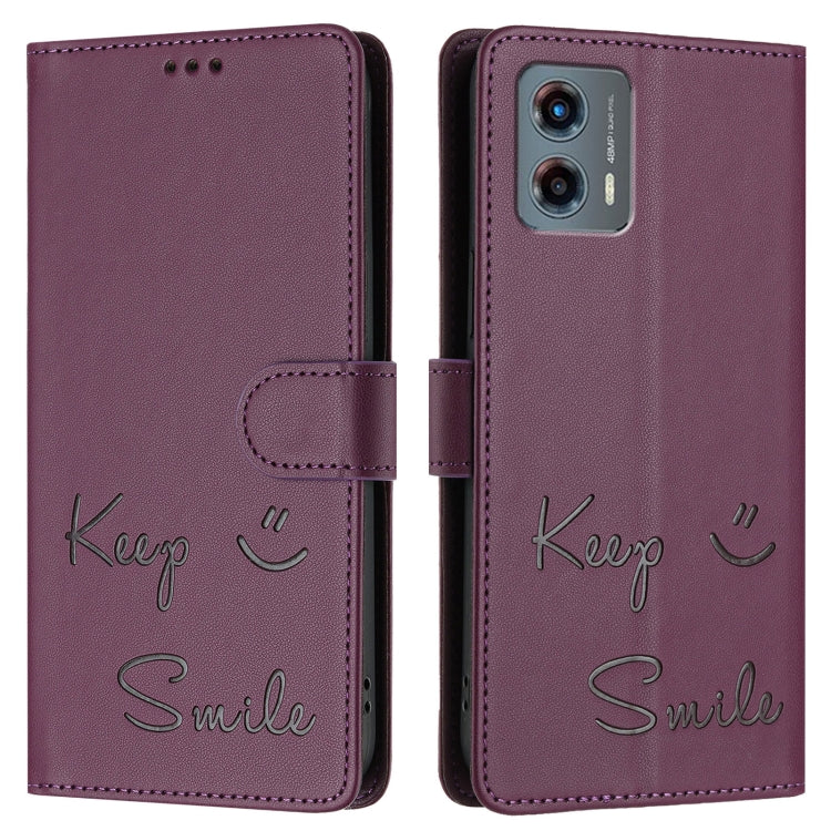 For Motorola Moto G 5G 2023 Smile Embossing RFID Leather Phone Case