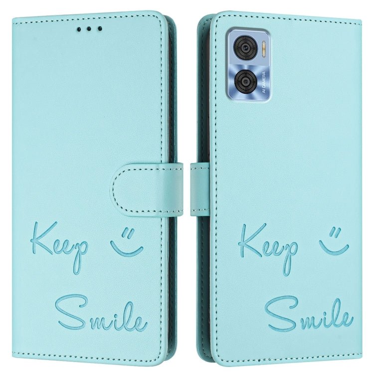 For Motorola Moto E22 4G/E22i 4G Smile Embossing RFID Leather Phone Case