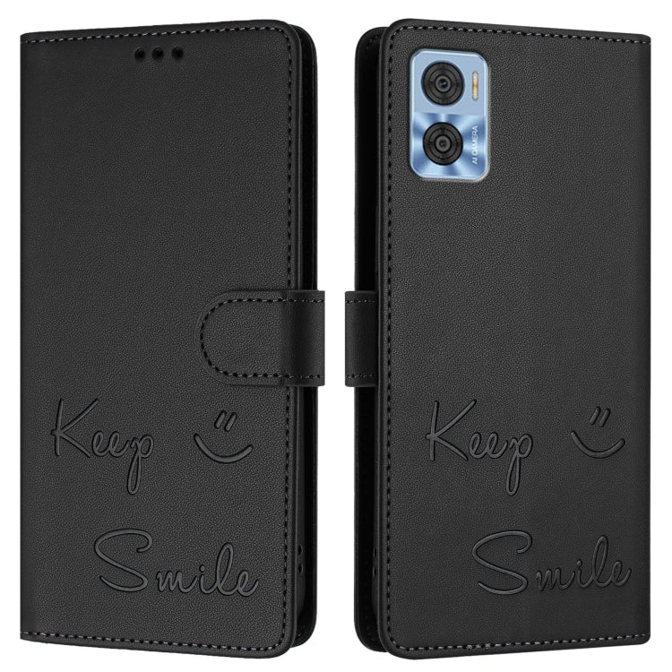 For Motorola Moto E22 4G/E22i 4G Smile Embossing RFID Leather Phone Case