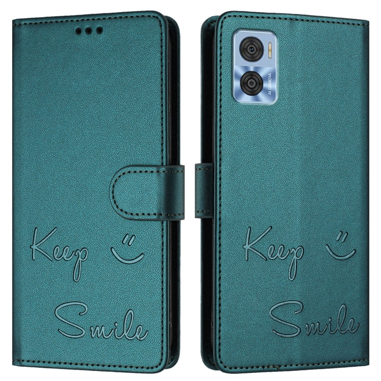 For Motorola Moto E22 4G/E22i 4G Smile Embossing RFID Leather Phone Case