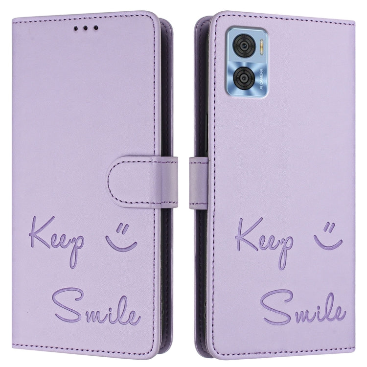 For Motorola Moto E22 4G/E22i 4G Smile Embossing RFID Leather Phone Case
