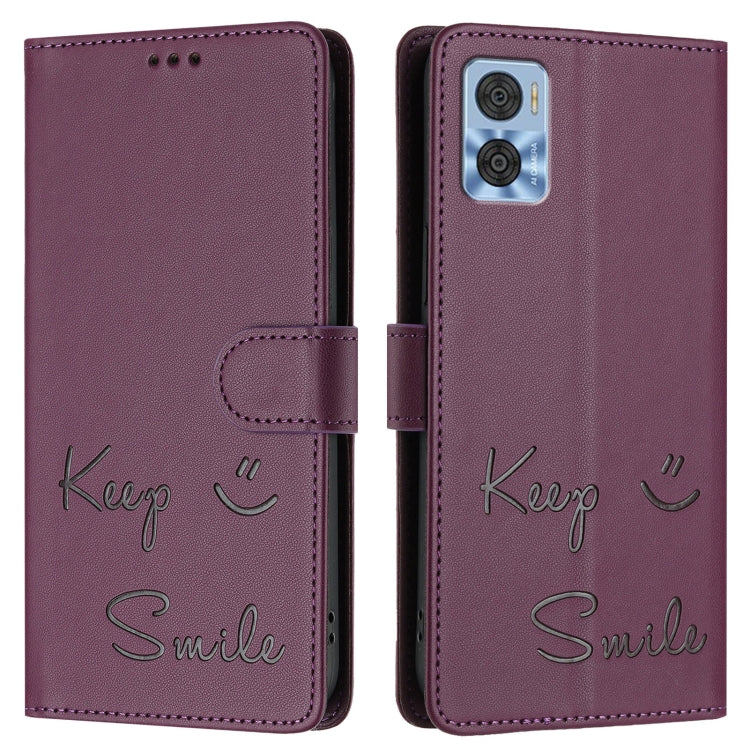 For Motorola Moto E22 4G/E22i 4G Smile Embossing RFID Leather Phone Case
