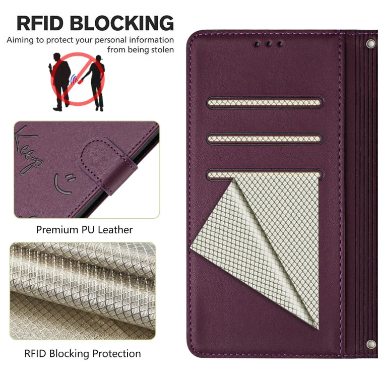 For Motorola Edge 30 Fusion Smile Embossing RFID Leather Phone Case