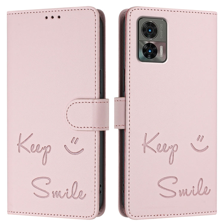 For Motorola Edge 30 Neo Smile Embossing RFID Leather Phone Case