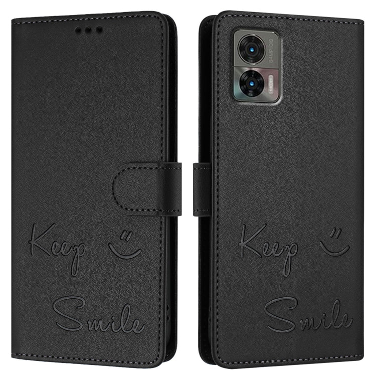 For Motorola Edge 30 Neo Smile Embossing RFID Leather Phone Case