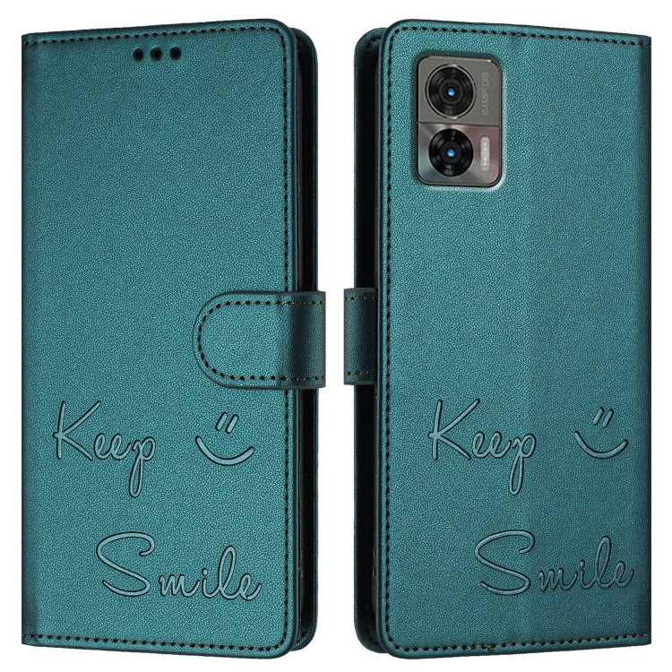 For Motorola Edge 30 Neo Smile Embossing RFID Leather Phone Case