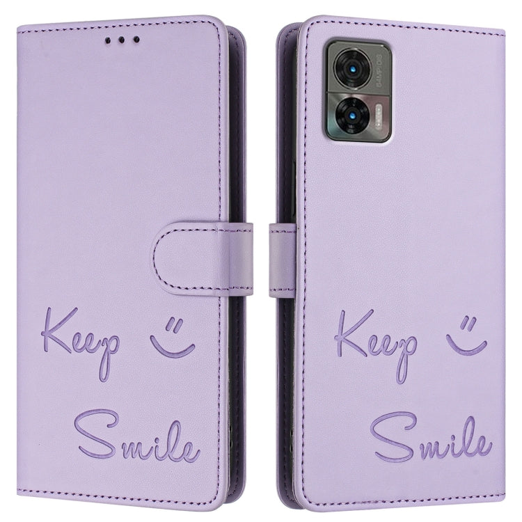 For Motorola Edge 30 Neo Smile Embossing RFID Leather Phone Case
