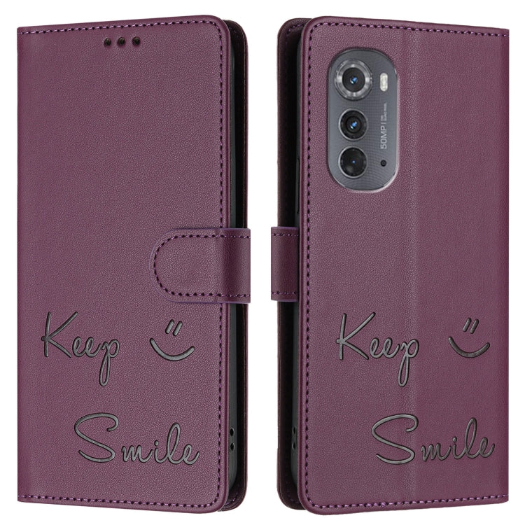 For Motorola Edge 5G UW 2022 Smile Embossing RFID Leather Phone Case