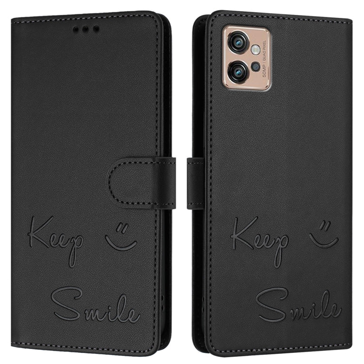 For Motorola Moto G32 Smile Embossing RFID Leather Phone Case