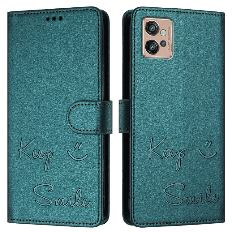 For Motorola Moto G32 Smile Embossing RFID Leather Phone Case