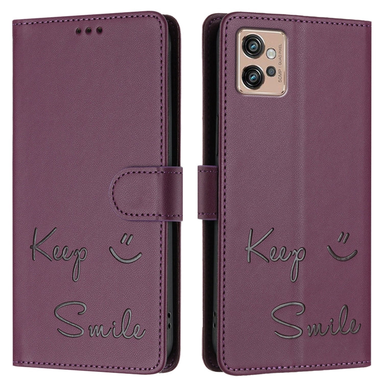 For Motorola Moto G32 Smile Embossing RFID Leather Phone Case
