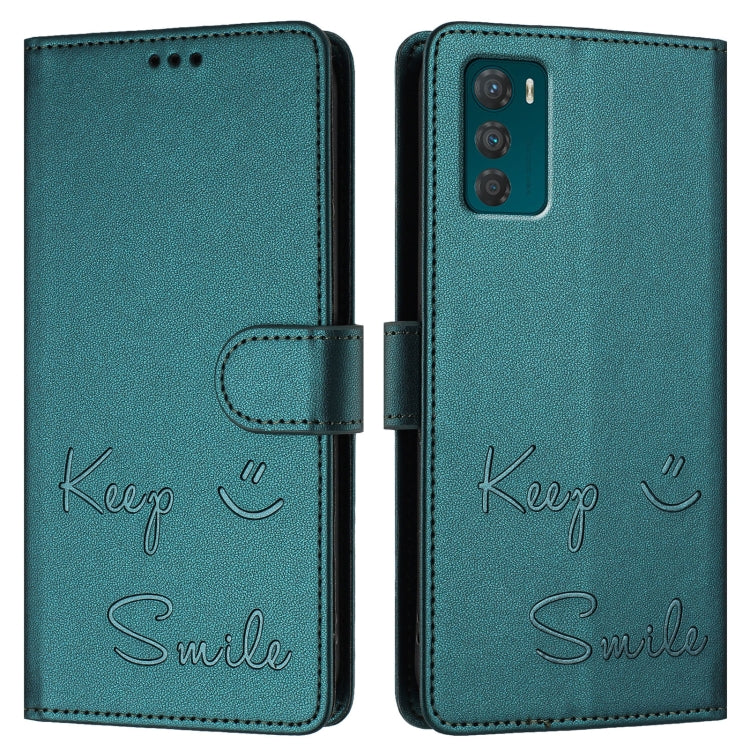 For Motorola Moto G42 Smile Embossing RFID Leather Phone Case
