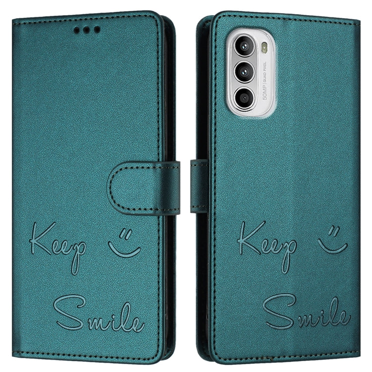 For Motorola Moto G52 4G/G82 5G/G71s 5G Smile Embossing RFID Leather Phone Case