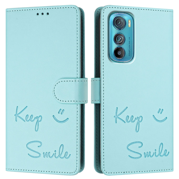 For Motorola Edge 30 Smile Embossing RFID Leather Phone Case