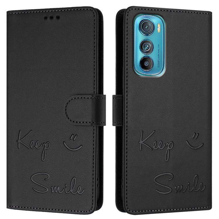 For Motorola Edge 30 Smile Embossing RFID Leather Phone Case