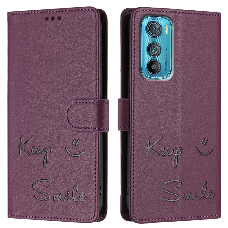 For Motorola Edge 30 Smile Embossing RFID Leather Phone Case