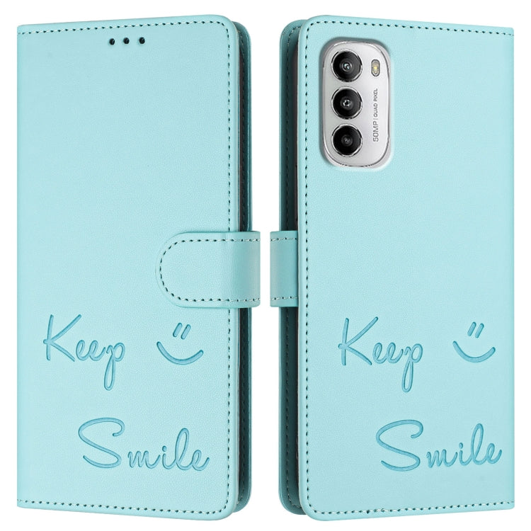 For Motorola Moto G 5G 2022 Smile Embossing RFID Leather Phone Case