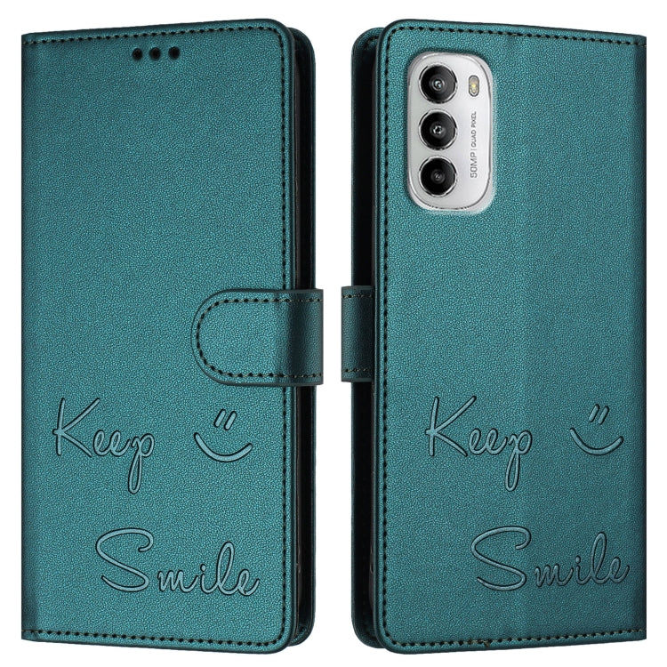 For Motorola Moto G 5G 2022 Smile Embossing RFID Leather Phone Case
